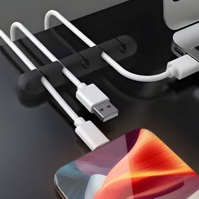   Vezeték rögzítő szett - öntapadós - fekete - 10 db / csomag