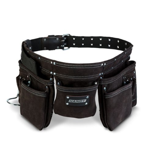 Professzionális bőr szerszámtartó öv - 7 zseb, 1 kalapácstartó, 4 ceruzatartó