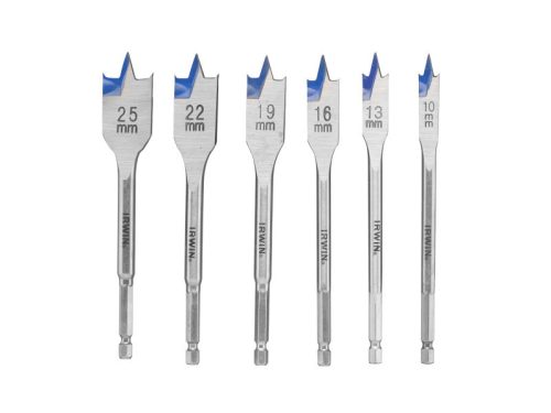IRWIN Lapos fafúró készlet 6 részes bit Blue Groove 4x (10-13-16-19-22-25 x 152 mm)