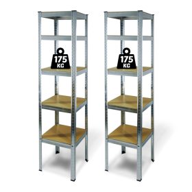   Fémpolc állvány - 5 szintes - fém - max. 175 kg - 180 x 40 x 40 cm - 2 db / csomag