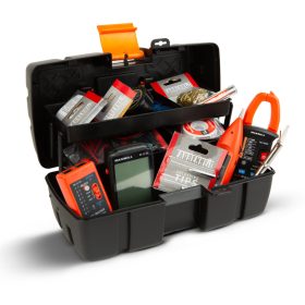   Kinyitható tálcás szerszámostáska - dupla tálcás - műanyag - 31 x 18 x 14 cm