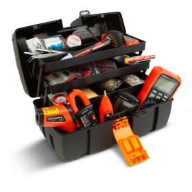   Kinyitható tálcás szerszámostáska - három tálcás - műanyag - 37 x 23 x 21 cm