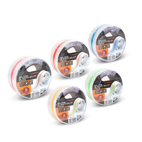 Csúszásmentes ragasztószalag - foszforeszkáló jelölőcsíkkal - 5 m x 50 mm - 5 féle