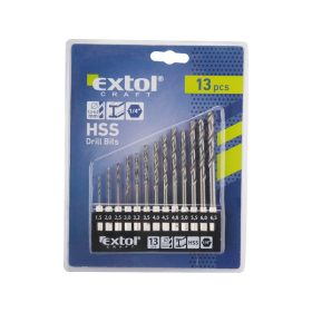   fémcsigafúró klt., 13db, HSS; 1,5-6,5mm, 1/4" BIT befogás, polírozott, műanyag tartóban, bliszteren