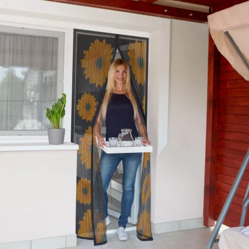 Szúnyogháló függöny ajtóra - mágneses - 100 x 210 cm - napraforgós
