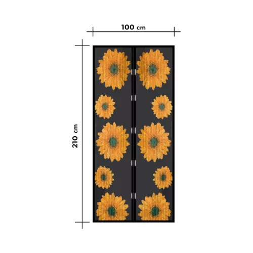 Szúnyogháló függöny ajtóra - mágneses - 100 x 210 cm - napraforgós