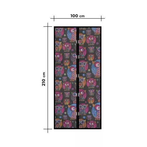 Szúnyogháló függöny ajtóra - mágneses - 100 x 210 cm - baglyos