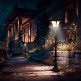   LED-es szolár lámpa - kandeláber - 120 cm - 10 LED - fekete - melegfehér