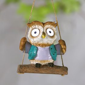   Felakasztható szolár dekoráció - bagoly - 2 fehér LED - 10 x 6 x 28 cm