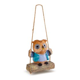   Felakasztható szolár dekoráció - bagoly - 2 fehér LED - 10 x 6 x 28 cm