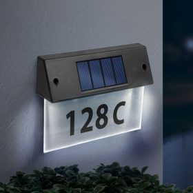   Szolár házszámfény - átlátszó plexi - hidegfehér LED - 22 x 16,5 x 5 cm