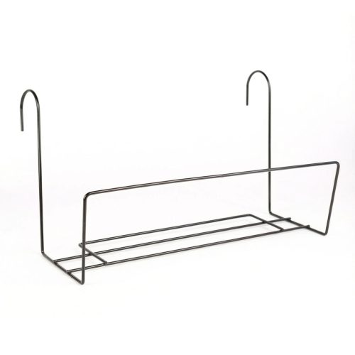 Virágosláda tartó - fém, fekete - korlátra - 40 x 22 cm