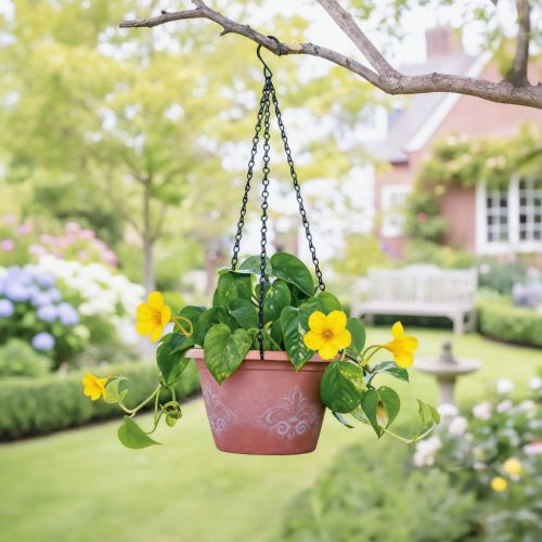 Virágcserép függesztőlánc - fém - fekete - 50 cm