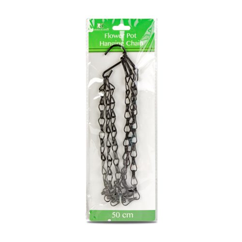 Virágcserép függesztőlánc - fém - fekete - 50 cm