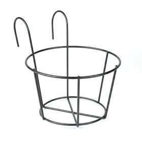   Erkélykorlátra akasztható fém kosár - virágcserepek rögzítéséhez - 18 cm - fekete
