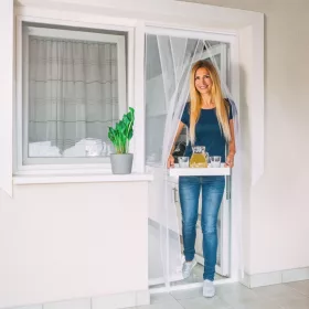   Szúnyogháló függöny ajtóra - 4 db szalag - max. 100 x 220 cm - fehér