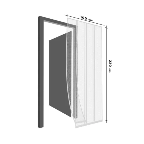 Szúnyogháló függöny ajtóra - 4 db szalag - max. 100 x 220 cm - fehér