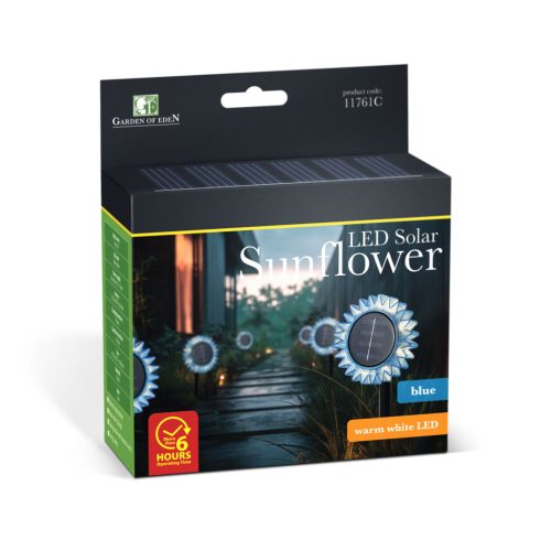 Szolár napraforgó - kék - leszúrható / felakasztható - 13 x 6,5 x 35 cm