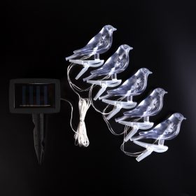   Szolár fényfüzér - madárka, csipeszes - 80 cm - 5 színes, RGB LED