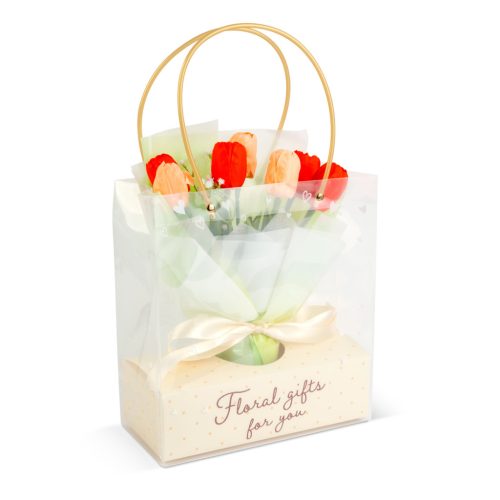 Műnövény dekoráció - tulipán - 24,5 x 11,5 x 40 cm