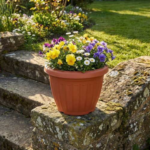 Műanyag virágcserép - terrakotta - 20 cm