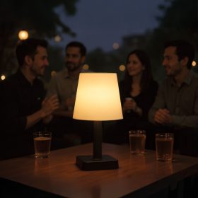   Szolár asztali lámpa - fehér - melegfehér LED - műanyag - 23 x 12 cm