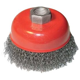   drótcsiszoló fazékkefe sarokcsiszolóhoz; M14×2 100mm, ford.: 8500, hullámos szálú