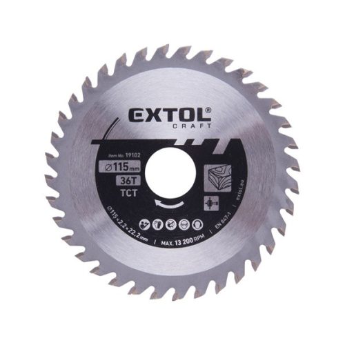 körfűrészlap, keményfémlapkás, 115×22,2mm (tengely átm), T36; 2,2 mm lapkaszélesség, max. 11.000 ford/perc