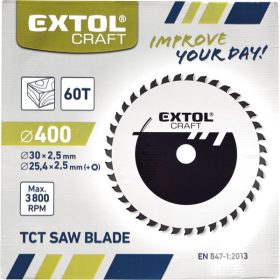   körfűrészlap, keményfémlapkás, 400×30mm(lyuk átm), T60; 3,8 mm lapkaszélesség, max. 3.800 ford/perc