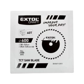   körfűrészlap, keményfémlapkás, 600×30mm(lyuk átm), T60; 3,8 mm lapkaszélesség, max. 2.500 ford/perc