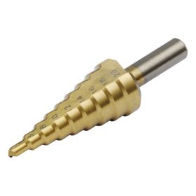   lépcsős fémfúró, 9 lépcsős; (4-12mm, 1mm lépcsők), befogás: 10mm, max. 4mm vastag anyagokhoz, TiN bevonat
