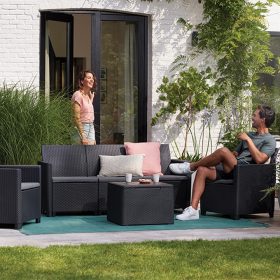   Claire 5 személyes kerti bútor garnitúra párnatartós asztallal