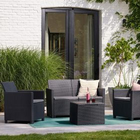   Claire 4 személyes kerti bútor garnitúra párnatartós asztallal