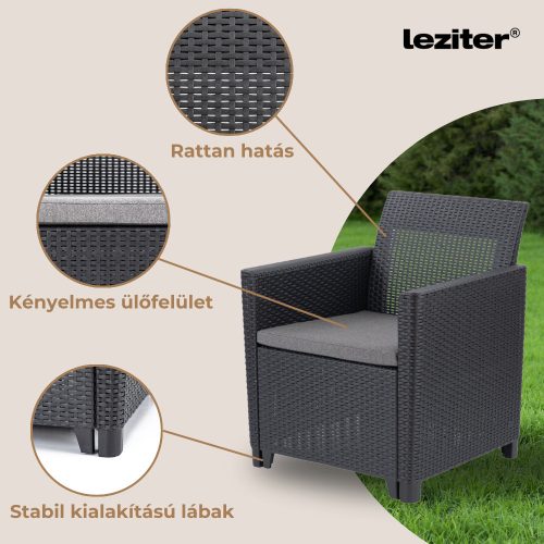 Claire 4 személyes kerti bútor garnitúra párnatartós asztallal