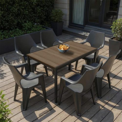 Parker 6+1 kerti bútor garnitúra szett kőris-grafit