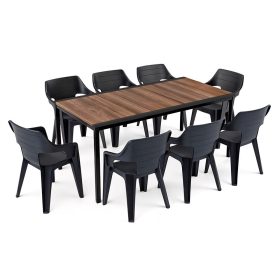 Ravello Large 8+1 kerti bútor garnitúra szett dió-fekete