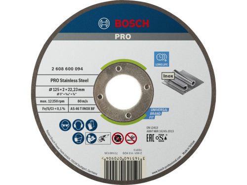 BOSCH PRO Vágókorong inox 125 x 2,0 x 22,2 mm AS 46 T INOX BF (oSa)