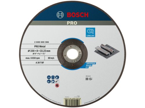 BOSCH PRO Tisztítókorong fémre 230 x 8,0 x 22,2 mm A 30 T BF (oSa)