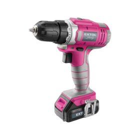   akkus fúrócsavarozó, 12V, Li-ion, Extol Lady, 1db 1300 mAh akku
