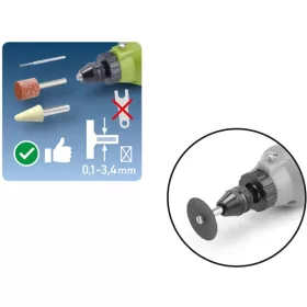   gyorstokmány, mini, befogás: 0,1-3,4 mm, M8×0,75 mm, a 404120, 404121, 8892201 mini köszörűgéphez
