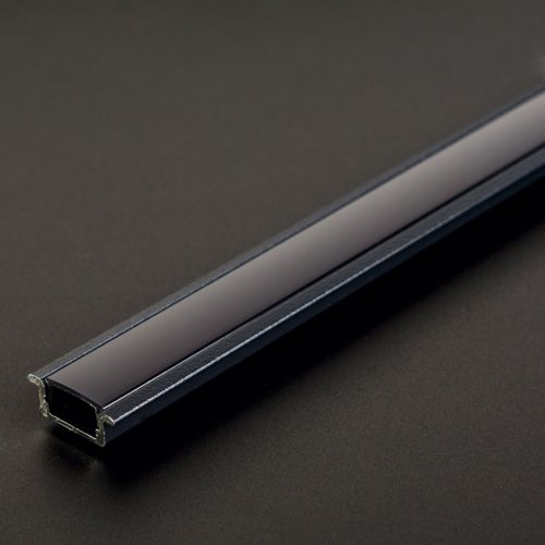 LED aluminium profil sín - 1000 x 23(17) x 8 mm - süllyeszthető U profil - fekete