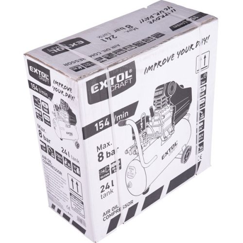 olajos légkompresszor, 1100W, 24l tartály, 8 bar, beszívott levegő: 154l/min