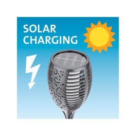   éjszakai, kerti LED lámpa, lángoló fáklya hatás, 1W; 35 Lm, napelem+szenzor, Ni-Mh akku, 800mAh, kerti, leszúrható, 79cm