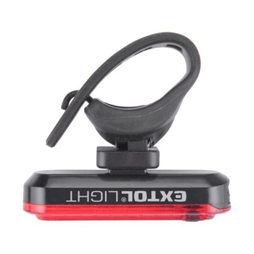 LED lámpa, kerékpáros, hátsó piros LED; 30 Lm, ABS ház, USB újratölthető beépített Li-polimer akku, 220 mAh