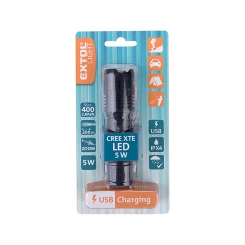 LED lámpa; 400 Lm, ALU ház, Li-ion akku