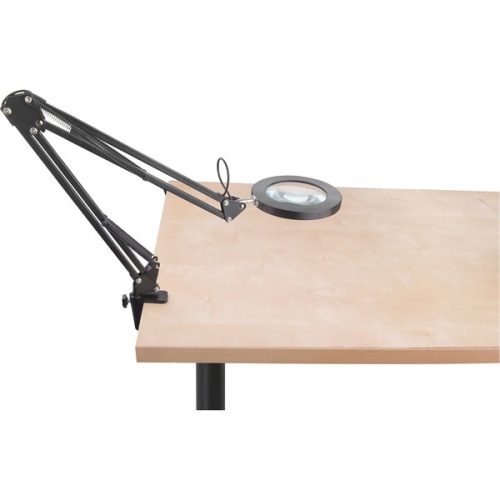 nagyító LED lámpa, asztali, Fekete, 7 W COB, 2400 Lm, 5× nagyítás; mechanikusan állítható rögzítés, USB kábel