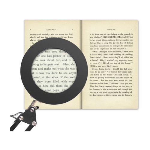 nagyító LED lámpa, asztali, Fekete, 7 W COB, 2400 Lm, 5× nagyítás; mechanikusan állítható rögzítés, USB kábel