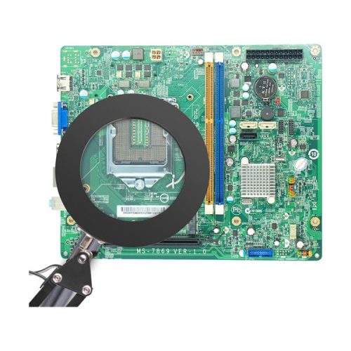 nagyító LED lámpa, asztali, Fekete, 7 W COB, 2400 Lm, 5× nagyítás; mechanikusan állítható rögzítés, USB kábel