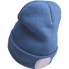   sapka, kék, kötött, kivehető LED homloklámpával, 4×45 Lumen; USB tölthető Li-ion akku, 3 funkció (100%-75%-50% fényerő)