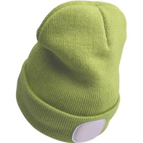   sapka, zöld, kötött, kivehető LED homloklámpával, 4×45 Lumen; USB tölthető Li-ion akku, 3 funkció (100%-75%-50% fényerő)